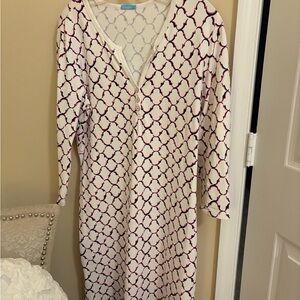 White and Pink Patterned Long Sleeve Dress